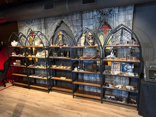 13th Mausoleum gothic product display inside The Curious Hippo in Hutto, Texas