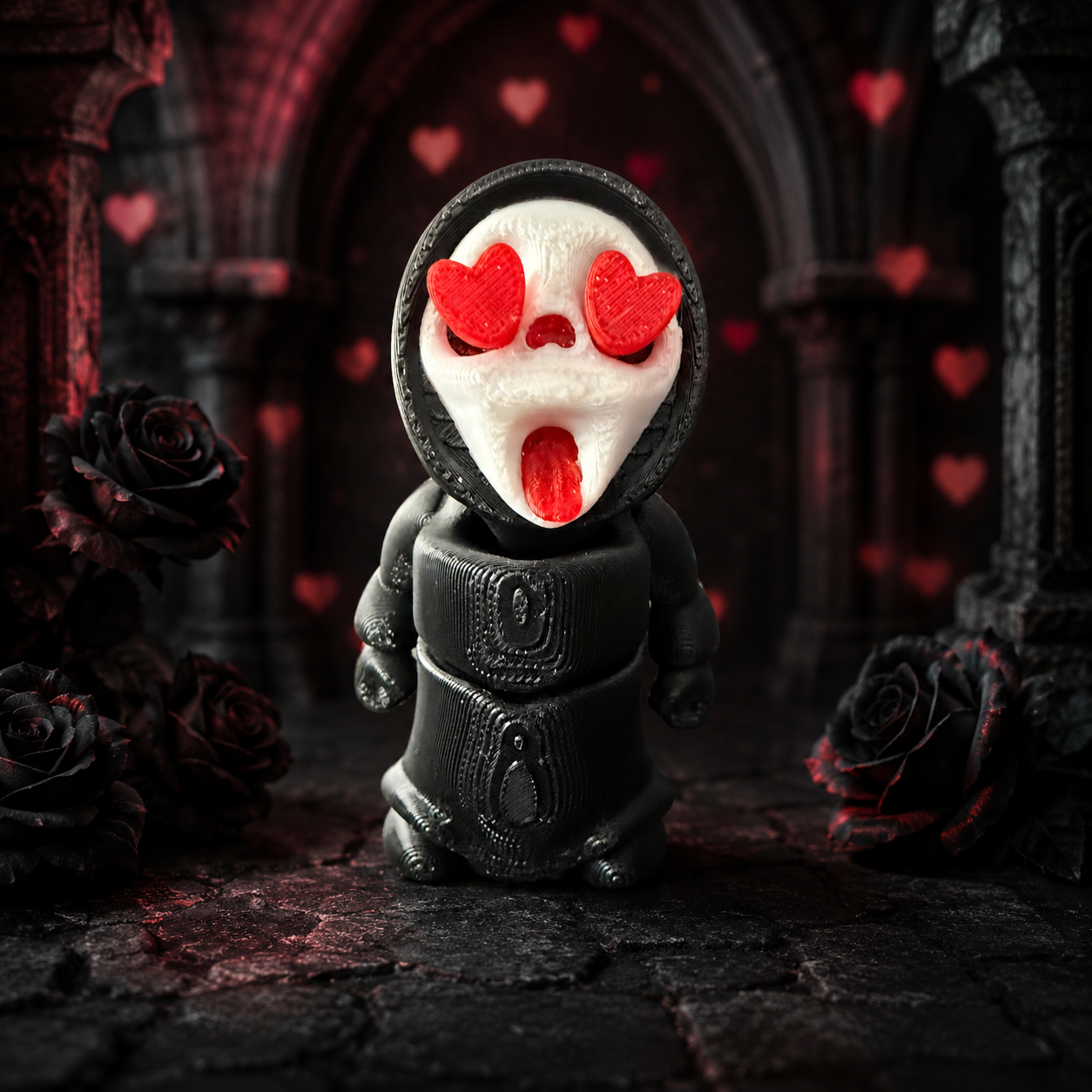 Ghostface Heart Eyes 3D Printed Horror Figure