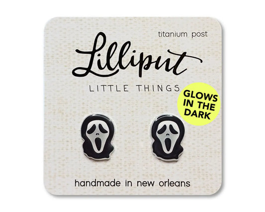 Ghost Face Glow in the Dark Lilliput Little Things stud earrings