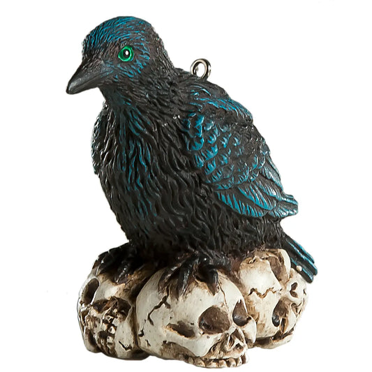 Raven Skull Pile horror ornament