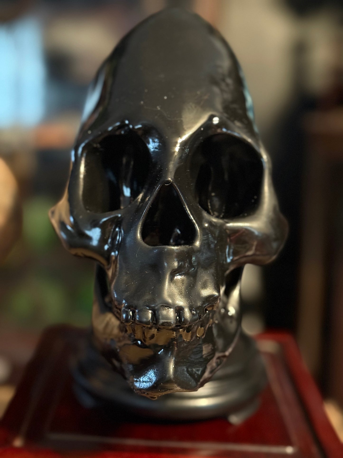 Peruvian-Inspired Elongated Skull Replica – Full Scale (Black)