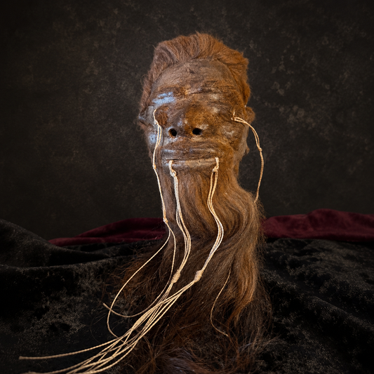 Alpaca Hide Shrunken Head Replica – Long Auburn Hair