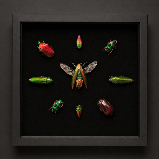 Framed Scarab and Jewel Beetle Specimen Art