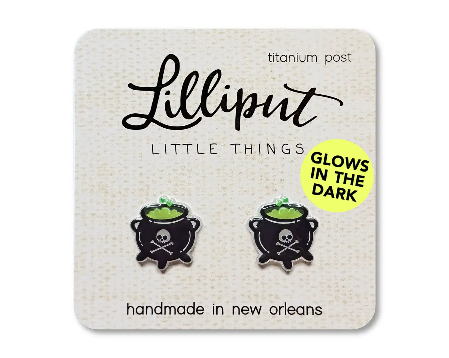 Cauldron Glow in the Dark Lilliput Little Things stud earrings