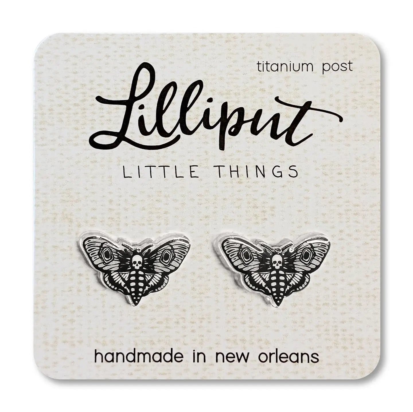 Death Head Moth Lilliput Little Things stud earrings