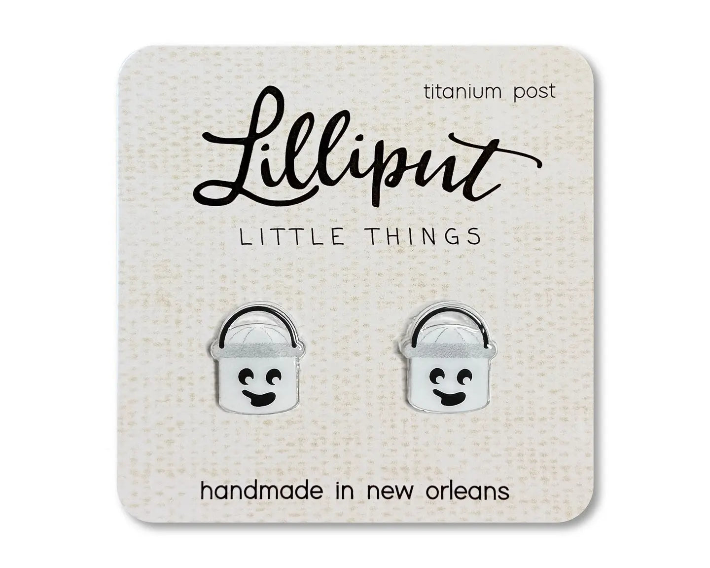 Retro Ghost Bucket Lilliput Little Things stud earrings