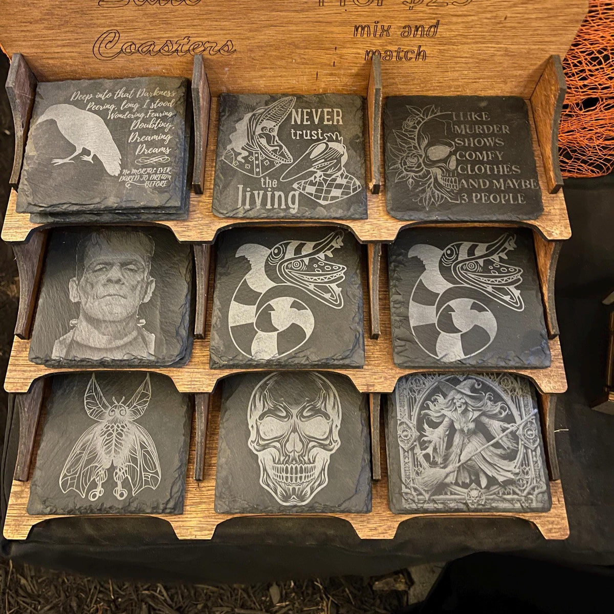 Edgar Allan Poe slate coasters