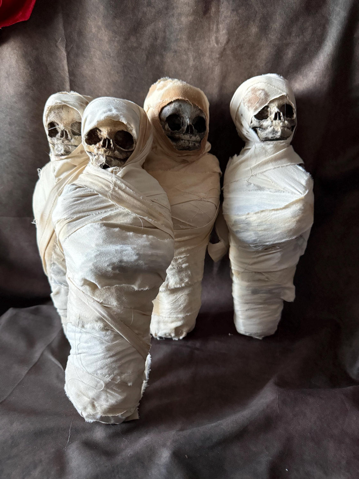 Fetal Skull Mummy Doll, Handmade Creepy Baby Skeleton Wrap, Oddities Curiosity Specimen