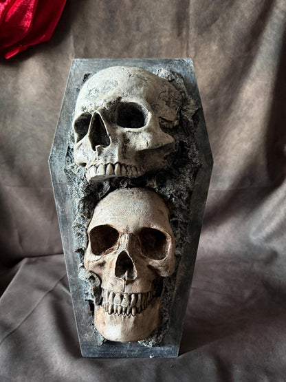 Gothic Wall Art, Coffin-shaped Skull Wall Art, Gothic Plaque, Haunted House Decor
