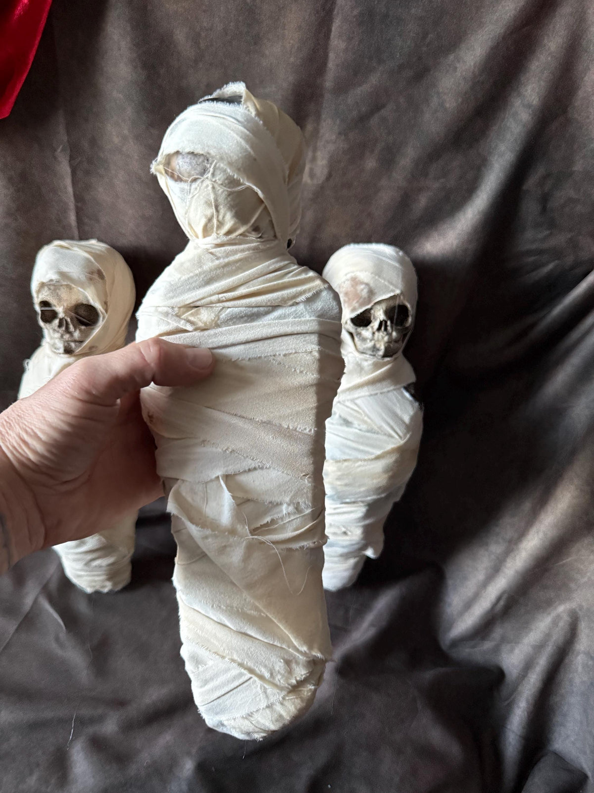 Fetal Skull Mummy Doll, Handmade Creepy Baby Skeleton Wrap, Oddities Curiosity Specimen