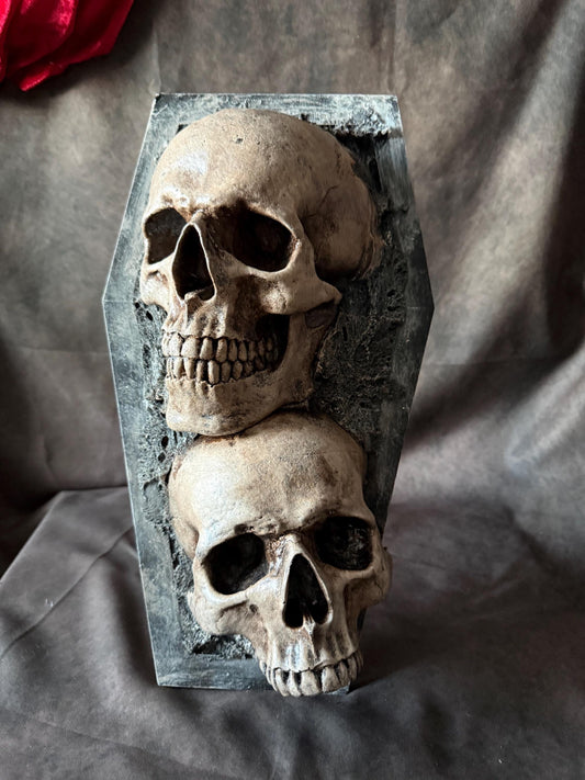 Gothic Wall Art, Coffin-shaped Skull Wall Art, Gothic Plaque, Haunted House Decor