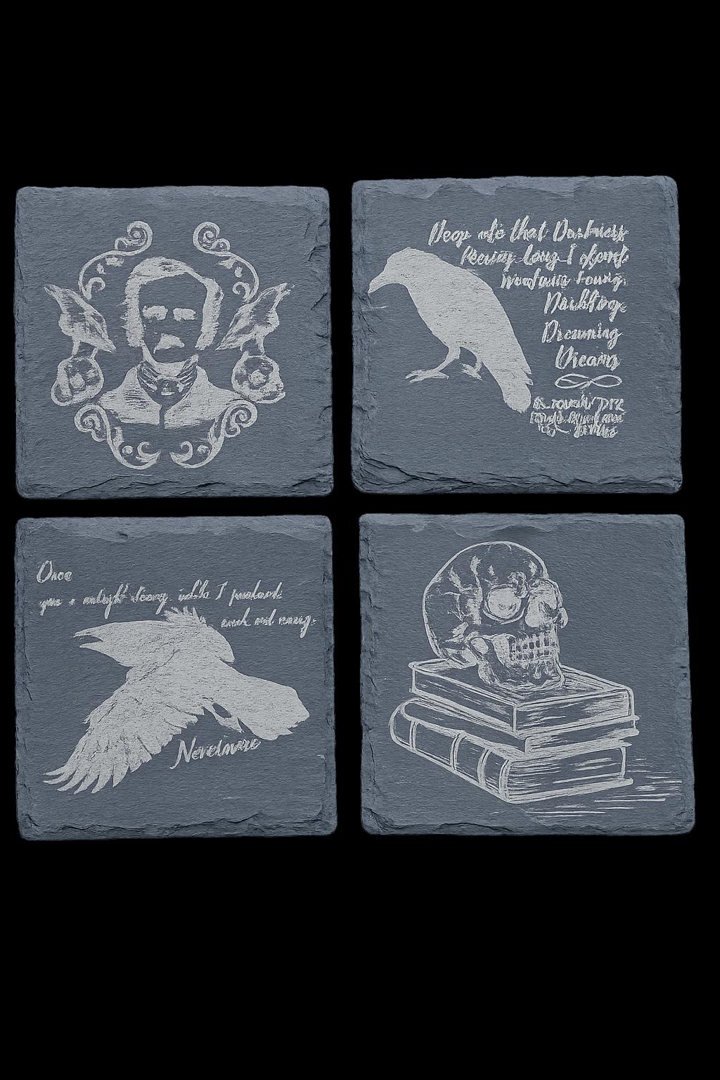 Edgar Allan Poe slate coasters