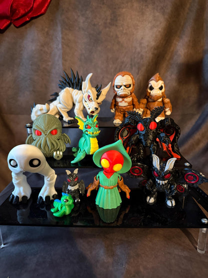 Cryptid Collector Bundle Gift Set | Bigfoot Mothman Chupacabra Figures, Stickers & Pins | Gothic Gift