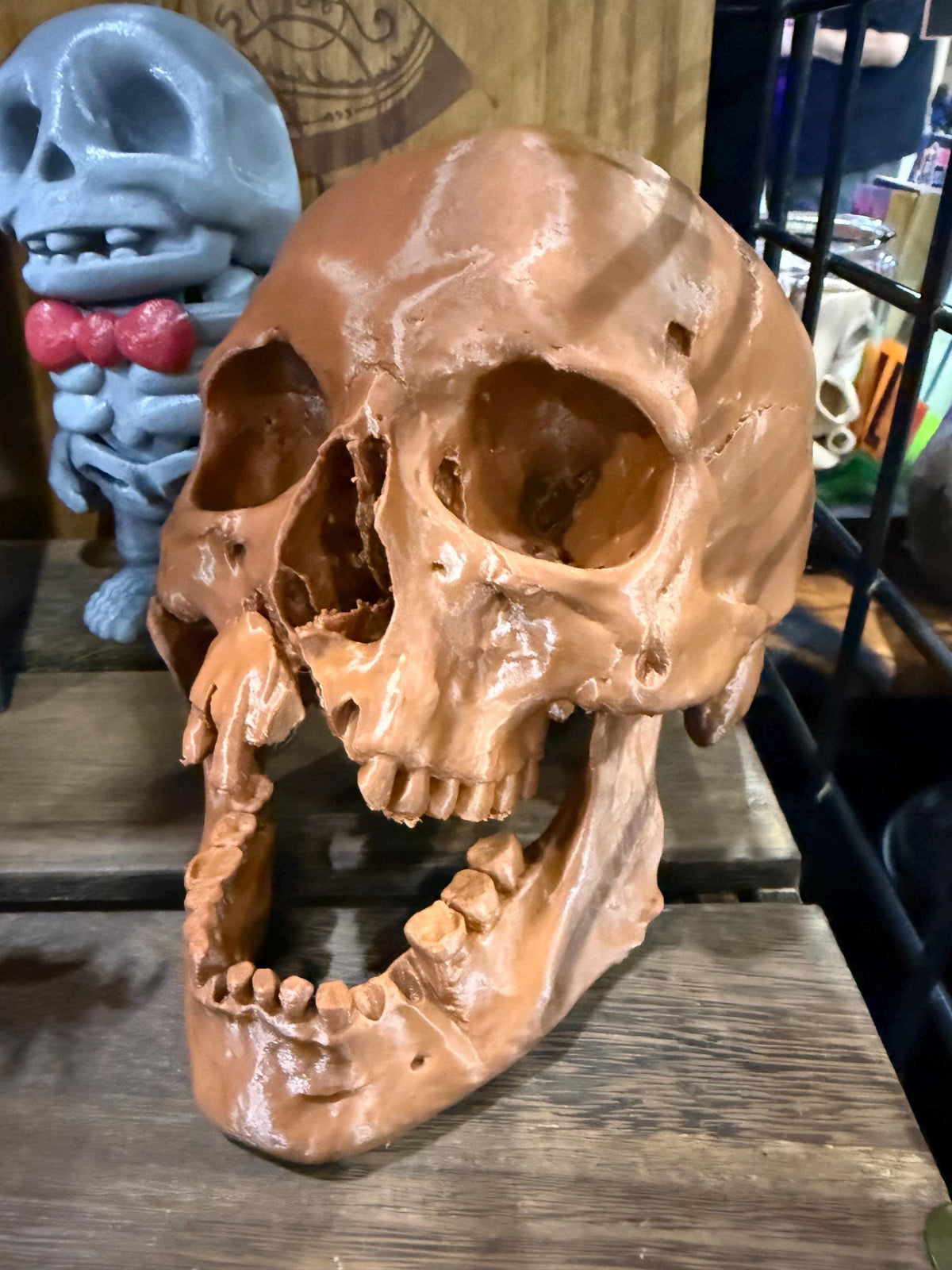 Battle Damaged Skull Replica w/ Axe Wound | Gothic Oddities Decor Gold