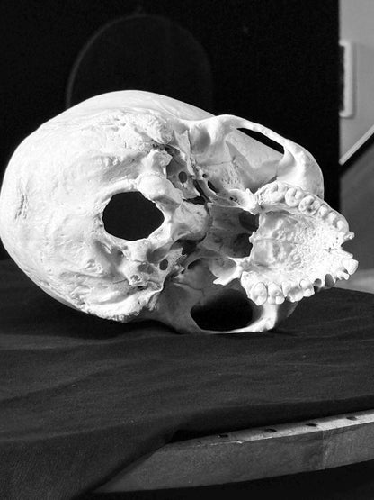 Voodoo Painted Human Skull Replica | Hand-Painted Ritual Markings | Gothic Altar Decor | Occult Curio
