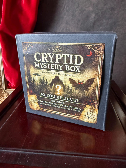 Cryptid Collector Bundle Gift Set | Bigfoot Mothman Chupacabra Figures, Stickers & Pins | Gothic Gift