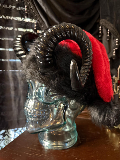 Krampus horned hat Black curved horns