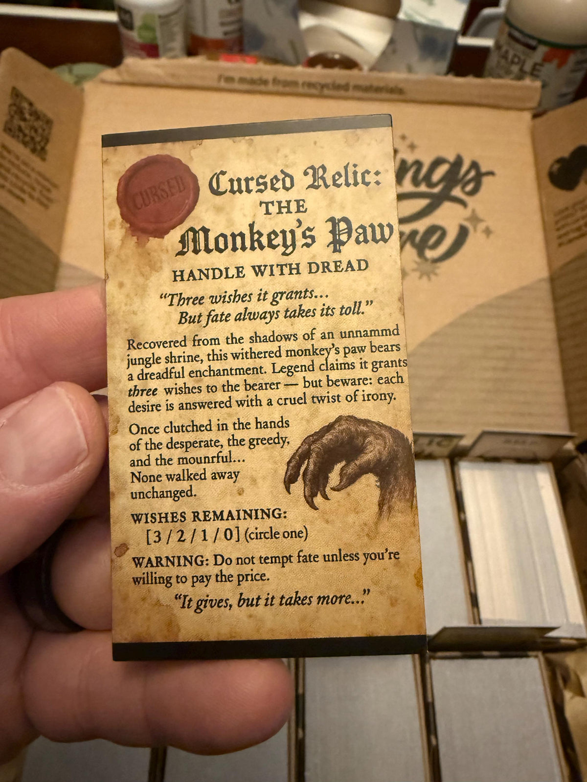 Cursed Monkey Paw for curiosity cabinet