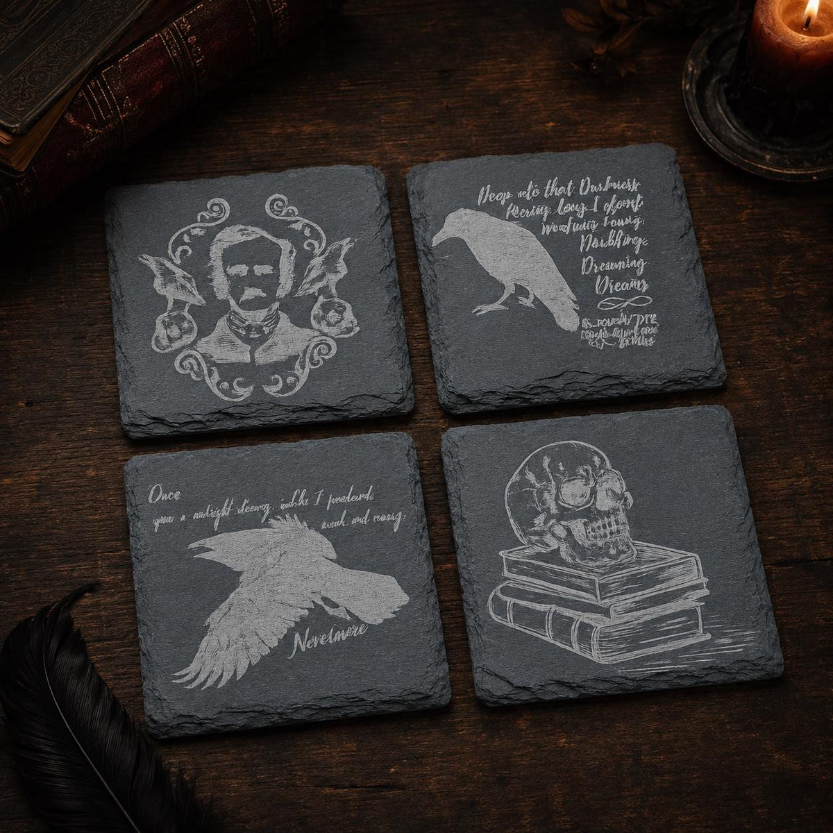 Edgar Allan Poe slate coasters