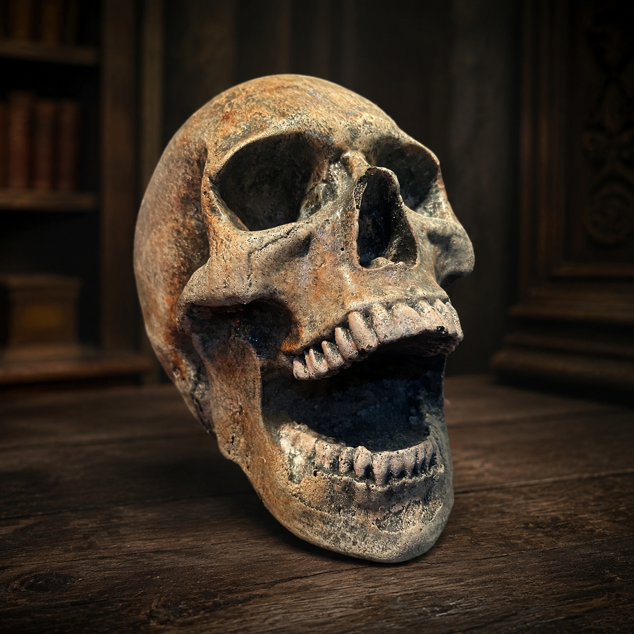 Hand-Painted Open-Mouth Foam Skull