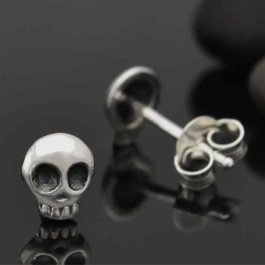Sterling Silver Skull Post Earrings