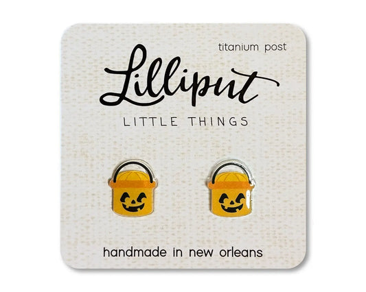 Retro Pumpkin Bucket Lilliput Little Things stud earrings