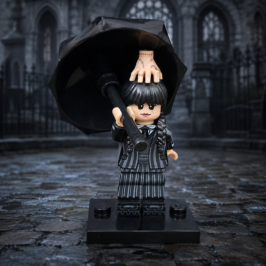 Wednesday Addams with Umbrella Horror Brick Minifigure